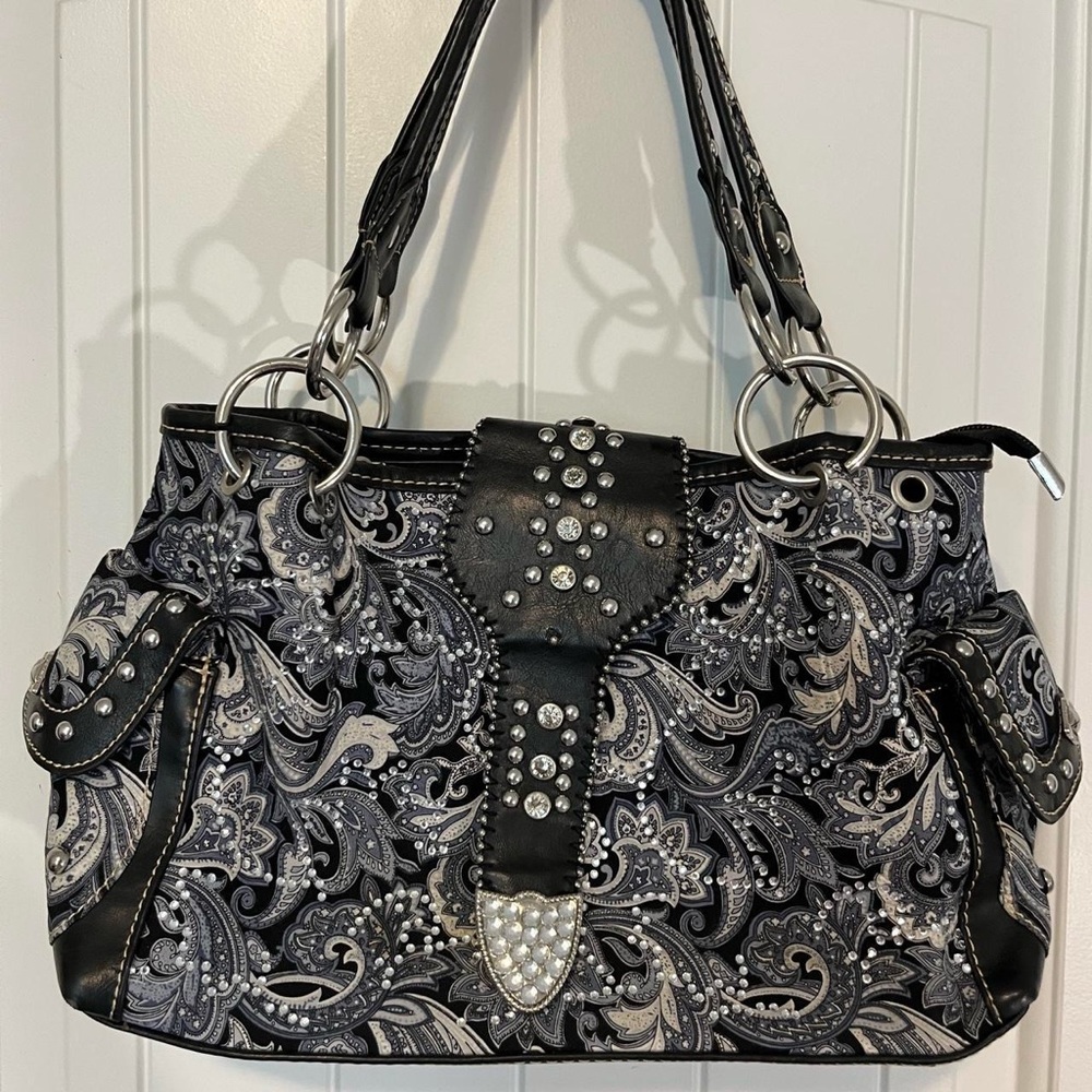 Studded western shoulder bag
